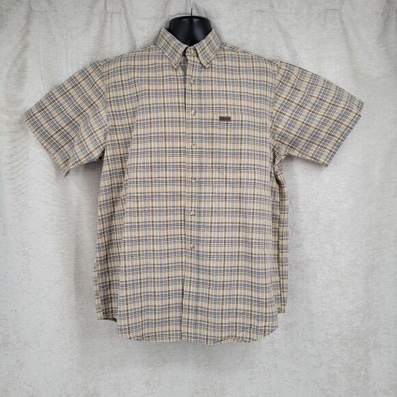 Carhartt Vintage Short Sleeve Button Down Plaid Shirt with STARCH Men's - Picture 1 of 7
